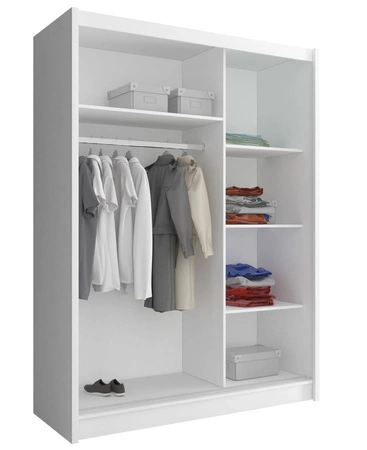 Schiebeschrank Miko II 150 cm weiß moderne Garderobe ideal für eine Schlafzimmergarderobe oder Flur