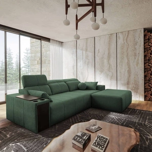 Ecksofa mit Schlaffunktion Tesalia mint rechte Ecke modernes Design komfortable Schiebelehne Schublade in der Seite des Möbels