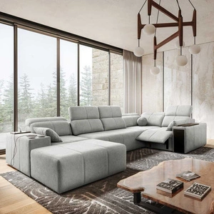 Ecksofa mit Schlaffunktion Tesalia IV Lux grau Esche links Ecksofa mit ausziehbarem Fußteil und Schiebefunktion der Rückenlehne