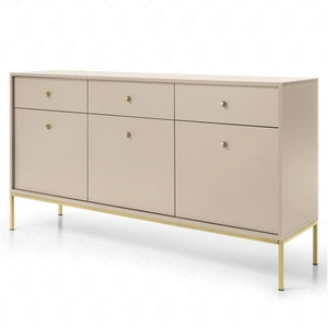 Kommode mit Schubladen Mono 154 cm Beige Minimalistisches Design stilvoller Griff schlichte Form mit metallischen goldenen Elementen