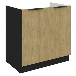 Küchen spülenschrank Crotone 80 ZL 2F BB feuchtigkeitsbeständige und beschädigungssichere Metallkantengriffe