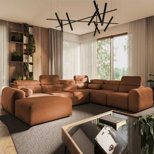 Ecksofa mit Schlaffunktion Cantare VIII ziegelrot links geschmackvolles Ecksofa mit verstellbaren Kopfstützen Bettzeugcontainer