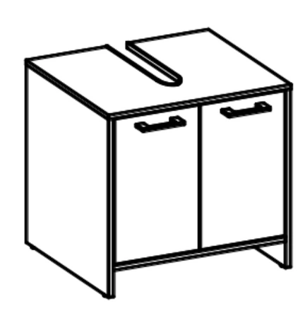 Waschtischschrank Mela 60 cm weiß / Eiche sonoma eleganter Badschrank dampf- und spritzwassergeschützt