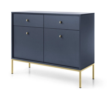 Kommode mit Schubladen Mono 104 cm Dunkelblau Minimalistisches Design stilvoller Griff schlichte Form mit metallischen goldenen Elementen