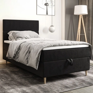Boxspringbett Bing 90x200 graphit im modernen skandinavischen Stil mit gepolstertem Kopfteil Bett mit Staukasten