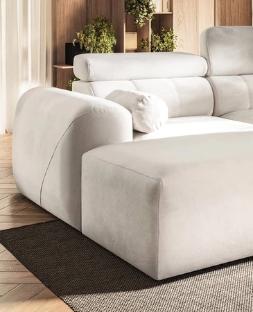 Ecksofa mit Schlaffunktion Cantare IV Lux beige links sorgfältig verarbeitetes Ecksofa für das Wohnzimmer mit hochklappbarer Fußstütze