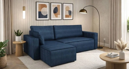 Ecksofa mit Schlaffunktion Rebenes blau Universal-Ecksofa dreidimensionaler Stoff mit ausdrucksstarkem Streifen Bettzeugbehälter