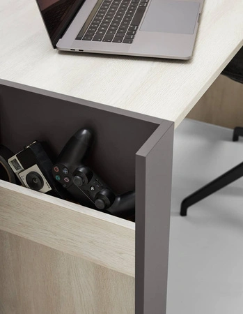 Schreibtisch Remona 130 cm Eiche wilton weiß / anthrazit stilvoll und funktionell für das Büro, Arbeitszimmer oder Jugendzimmer