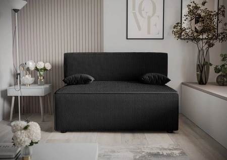 Brandon Schlafsofa schwarz modernes Design und breite Funktionalität dreidimensionalen Stoff mit ausdrucksstarken Streifen