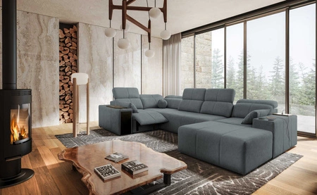 Ecksofa mit Schlaffunktion Tesalia IV Lux grau rechte Seite stilvolles Ecksofa mit ausziehbarem Fußteil und Schiebefunktion der Rückenlehne