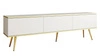 TV Schrank Luxury 175 cm weiß eleganter Designkorpus mit goldener Zierleiste Schrank auf goldenen Metallbeinen