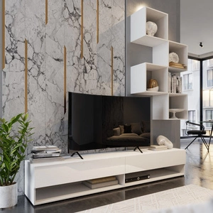 Nestorio weiß / weiß glänzend stilvolles Design, passend zu jeder Inneneinrichtung RTV-Schrank mit Aufhängemöglichkeit