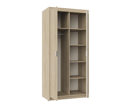 Rene Kleiderschrank 90 cm Eiche hell sonoma klassisches Design schlichte Form idealer Kleiderschrank mit Spiegel für Schlafzimmer oder Flur ABS beendet Kanten