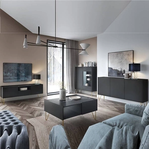 Möbelset Madisonum Schwarzer Graphit / Schwarzer Königs-Marmor Wohnzimmermöbelset modernistisches Design dekorativer Marmoroberfläche