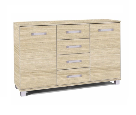 Kommode Maximus 138 cm Eiche sonoma helles modernes Möbeldesign Kommodenkante mit speziellem ABS-Furnier verarbeitet