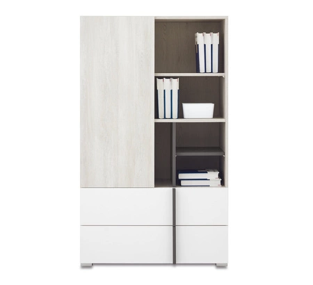 Bücherregal Remona 80 cm Eiche wilton weiß / weißes Bücherregal mit Schubladen für Jugendzimmer modernes Design