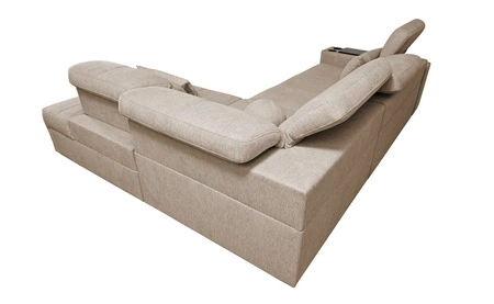 Ecksofa mit Schlaffunktion Tesalia VII mint rechte Ecke modernes Design komfortable Schiebelehne Schublade in der Seite des Möbels