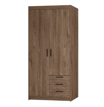 Rene Kleiderschrank 90 cm Eiche lefkas modernes Design ABS Einfassung ideal für Schlafzimmer oder Kleiderschrank Zimmer geräumige Schubladen