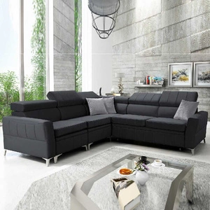 Ecksofa mit Schlaffunktion Rava IV graphit links Samt Komfort bei der täglichen Erholung Behälter für Bettzeug