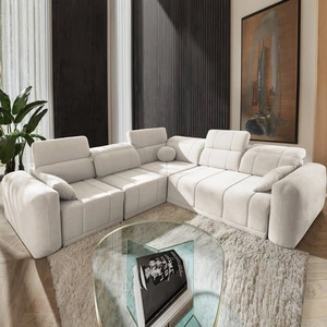 Ecksofa mit Schlaffunktion Cetara III cremefarben links Ergonomisches Ecksofa mit verschiebbarer Rückenlehne und verstellbaren Kopfstützen