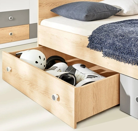 Pixel Möbelset Biskuit Eiche / Weiß / Grau ideal für ein Jugend- oder Kinderzimmer im trendigen Stil