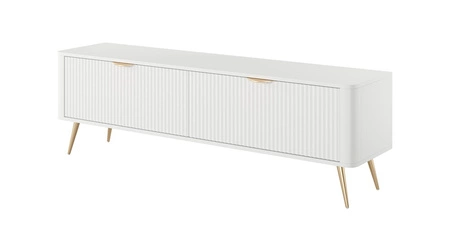 RTV-Schrank Lante 163 cm weißer Designer-TV-Schrank im trendigen Stil abgerundete Kanten der massiven geschmackvollen geriffelten Front