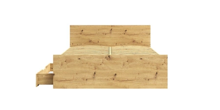 Bett Maxione 160x200 cm Eiche handwerkliche Bettwäsche Lagerung in Form von ausziehbaren Schublade ideal Bett für Schlafzimmer hohen Kopfteil