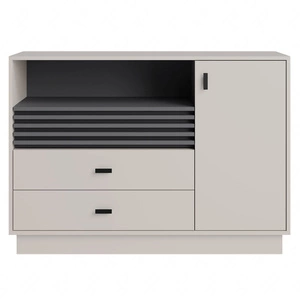 Kommode Estan 120 cm beige / anthrazit modernes Möbeldesign hochwertige Verarbeitung Kommodeneinfassung mit Spezialfurnier verarbeitet
