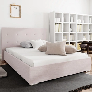 Bejar Polsterbett 160x200 puderrosa mit modernem Kopfteil ideal für Schlafzimmer