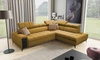 Ecksofa mit Schlaffunktion Bolmso VII Senfgelb rechts elegantes Ecksofa für Wohnzimmer mit Schublade und Bettzeugablage