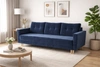 Sofa Telsze blau elegantes Sofa für Wohnzimmer in skandinavischer Form hölzerne hohe Beine Container für Bettzeug 