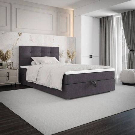 Boxspringbett Flint 120x200 graphit im modernen skandinavischen Stil mit gepolstertem Kopfteil Bett mit Staukasten