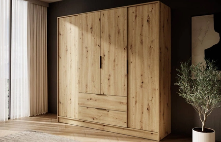 Kleiderschrank Corse 206 cm Eiche Handwerker modernes Design ideal Kleiderschrank für Schlafzimmer oder Ankleidezimmer geräumige Schubladen