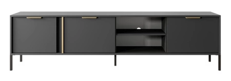 Golden Möbelset anthrazit modernes Design Schrankwand für Wohnzimmer oder Sitzungssaal Goldkante Griff