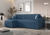Ecksofa mit Schlaffunktion Brandon Bis blau links dreidimensionaler Stoff mit ausdrucksstarken Streifen Bettzeug Container