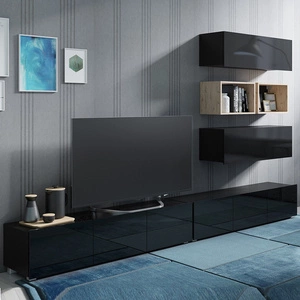 Apulia XXVII schwarz glänzend / Eiche artisan Hängeelement außergewöhnlich stilvolles Hängeelement einfache Elemente, die in jede Einrichtung passen