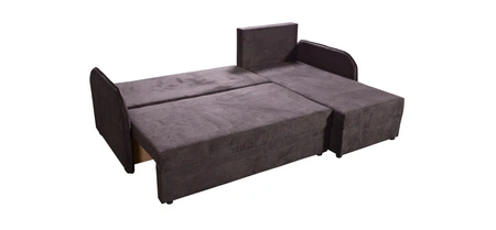 Ecksofa mit Schlaffunktion Orsa schwarz Universal Ecksofa mit interessantem Design strapazierfähiger Veloursstoff