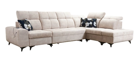 Ecksofa mit Schlaffunktion Buffalo XI honey rechte Seite stilvolles Ecksofa mit drei Bettkästen Velourstoff