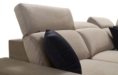 Ecksofa mit Schlaffunktion Kelly Sleek II grau Esche rechts elegantes Ecksofa für Wohnzimmer aus Webstoff