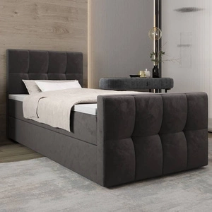 Boxspringbett Manhattan 120x200 grau im modernen skandinavischen Stil mit gepolstertem Kopfteil und Fußteil Bett mit Staukasten