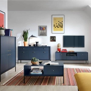 Möbelset Mono Dunkelblau Minimalistisches Design Wohnzimmermöbelset oder für das Wohnzimmer stilvoller goldener Griff