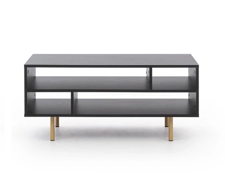 Sula schwarz Wohnzimmer Möbel-Set mit Metallgriffen dekorative geriffelte Fronten Push-to-Open-System bereichert