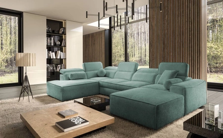 Ecksofa mit Schlaffunktion Viano VI patiniert rechts Design-Ecksofa für moderne Einrichtungen zwei Container für Bettzeug
