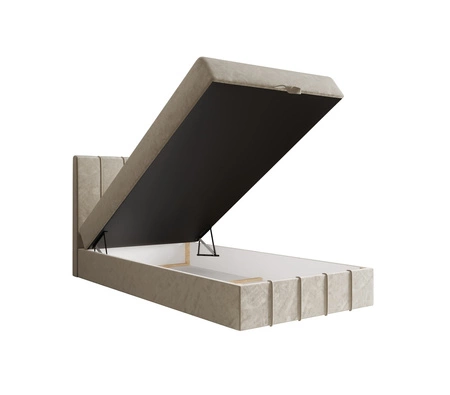 Boxspringbett Casey 120x200 beige im modernen skandinavischen Stil mit gepolstertem Kopfteil Bett mit Staukasten