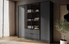 Kleiderschrank Corse 206 cm graphit modernes Design Kleiderschrank mit Glasfronten ideal für Schlafzimmer Kleiderschrank und Büro Kleiderschrank mit Regalen
