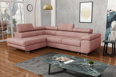 Ecksofa mit Schlaffunktion Ganta powder pink linke Seite moderner Veloursstoff garantiert höchsten Komfort und Funktionalität