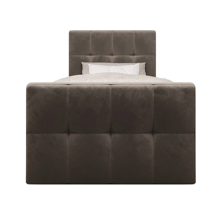 Boxspringbett Manhattan 100x200 hellbraun im modernen skandinavischen Stil mit gepolstertem Kopf- und Fußteil Bett mit Staukasten