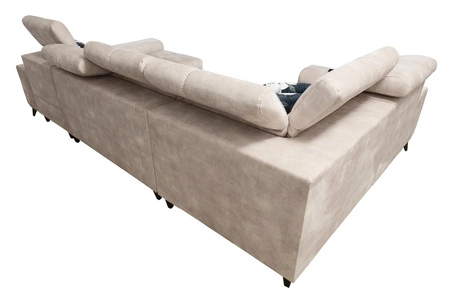 Ecksofa mit Schlaffunktion Buffalo IV dunkelbeige rechtes Ecksofa mit zwei Bettcontainern aus Veloursstoff