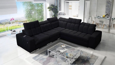 Ecksofa mit Schlaffunktion Luigi III schwarz links bequemes Ecksofa für das Wohnzimmer perfekt für die tägliche Entspannung