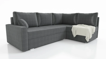 Ecksofa mit Schlaffunktion Nofi dunkelgrau rechts Ecke modernes Design schlichtes und stilvolles Design passend zu jeder Einrichtung